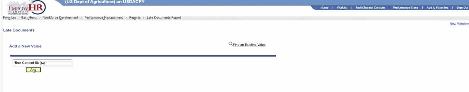 Late Documents Page - Add a New Value